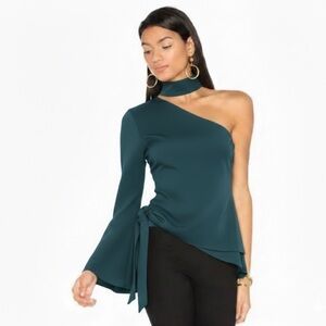 Cinq a Sept Briah One-Shoulder Tie-Side Top Teal Blue 6